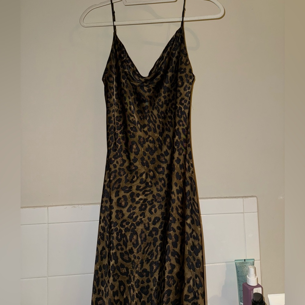 Zara Leopard Print Satin Dress